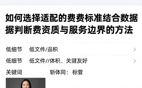 如何选择适配的费用标准结合数据判断费用资质与服务边界的方法